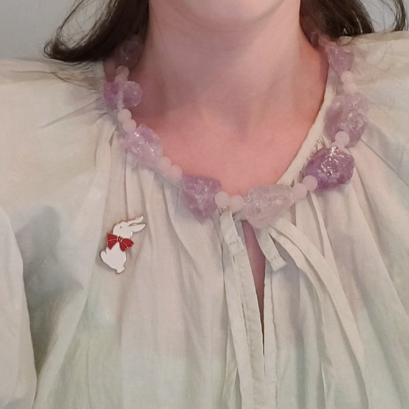 Handmade Purple Quartz Raw Rock Necklace! - Picture 5 of 9